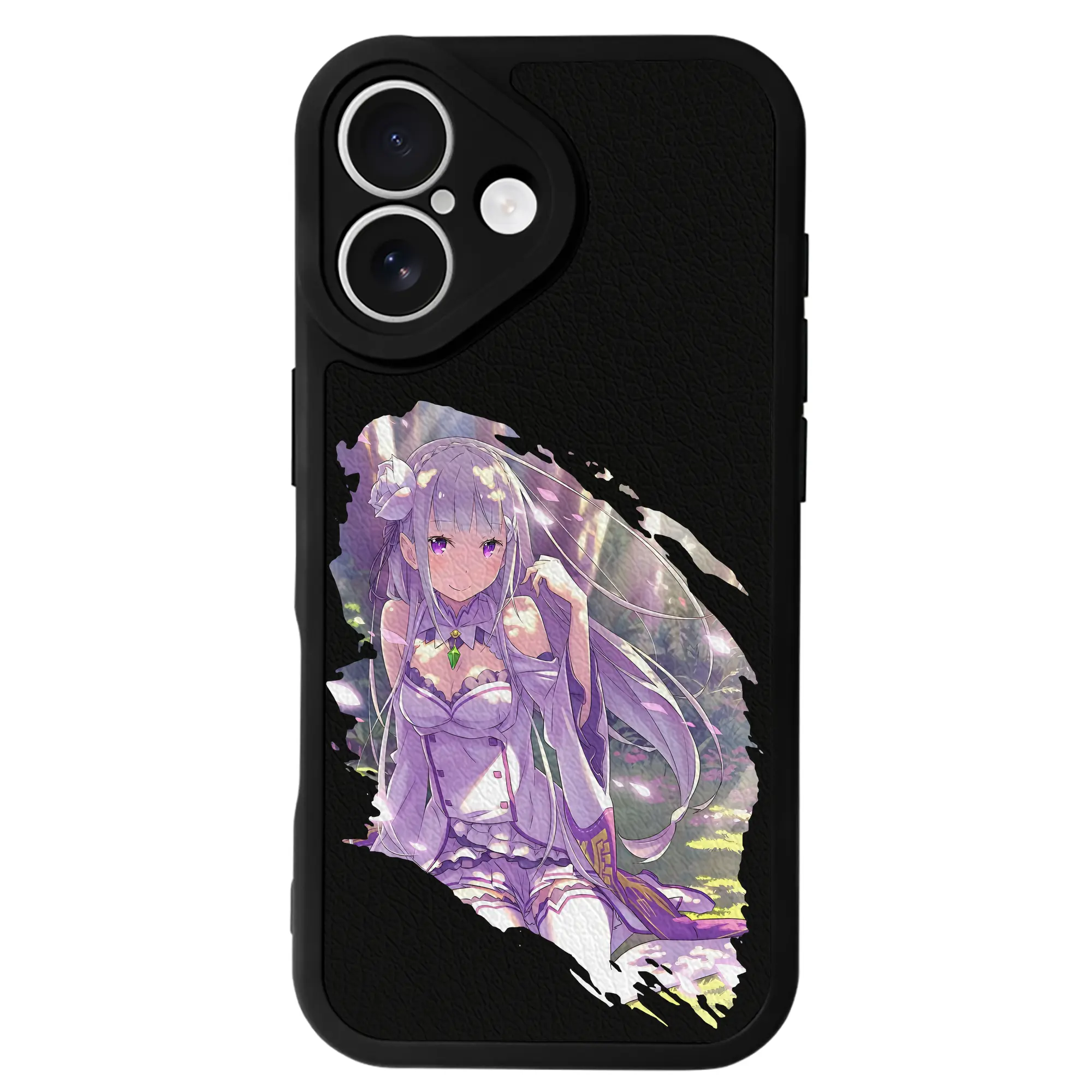 リゼロ グッズ エミリア - IPhone 16シリーズ対応 ・ シリコンスマホケース ・ レザー調 ・ 高精度フィット ・ 耐衝撃 ・ ワイヤレス充電対応 ・ 精密カット